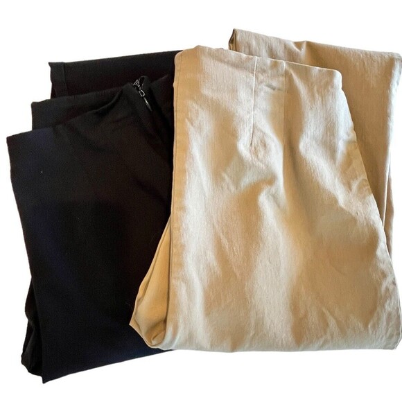 Time &Tru Casual Crop Capri  Pants Lot of 2 Womens Size 10 Black and dark beige - Picture 1 of 7
